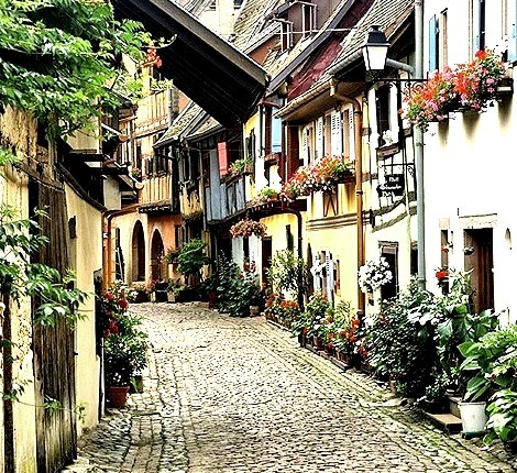 Cobblestone Street, Eguisheim, France